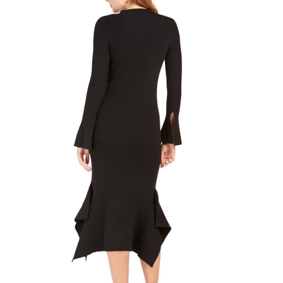 Brand new Lucy Paris Black Ribbed mermaid Handkerchief Sweater Dress- size Large - Picture 4 of 8